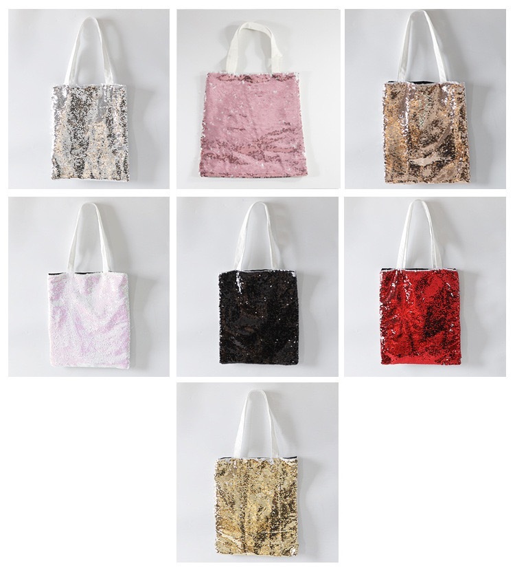 New Type Sequin Canvas Sublimation Tote Bag Blank for Transfer Printing