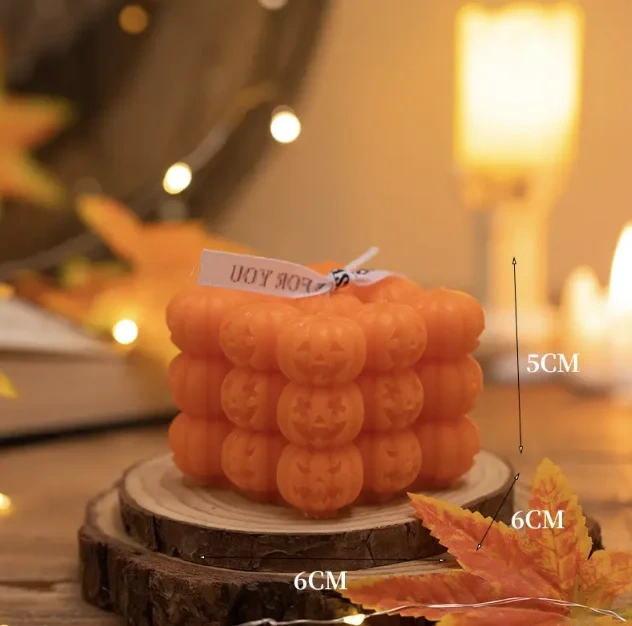 Private Label Halloween Pumpkin Cube Beeswax Scented Candles New Condition Cotton Wholesale Service Decorative Use Bars Easter