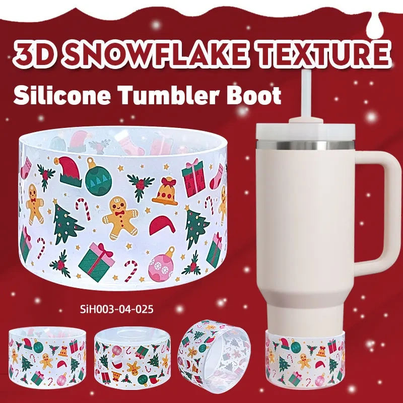 Wholesale Custom Christmas Pattern Silicone Cup Boots Suitable for 30-40oz Tumbler Water Cup  Halloween Christmas Gift