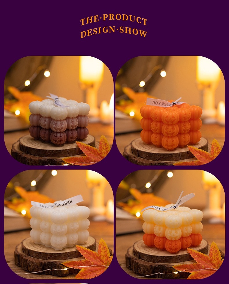 Halloween Pumpkin Cube Beeswax Scented Candles