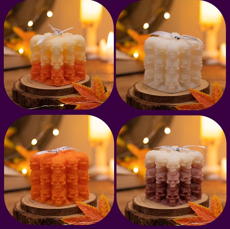 Halloween Pumpkin Cube Beeswax Scented Candles