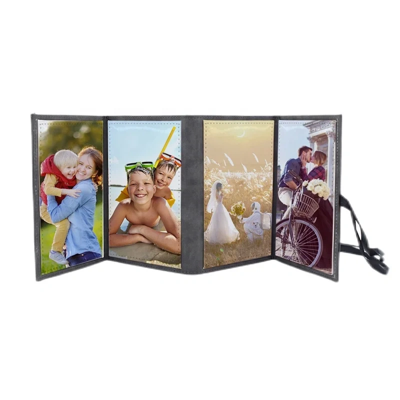 DIY Picture Customized Logo Memory Foldable Photo Albums PU Leather Sublimation Blank Folding Photo Album