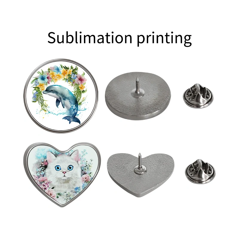 Current Heart Round Custom Printing Sublimation Blank Garments Ornaments Metal Sublimation Blanks for Badges