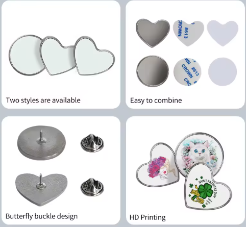 Current Heart Round Custom Printing Sublimation Blank Garments