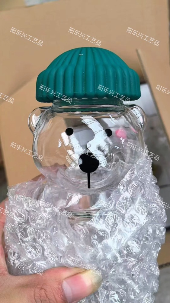 20oz glass bear cup