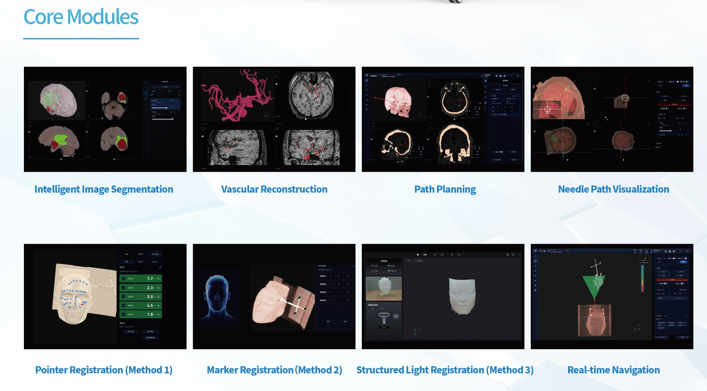 Neuronavigation system components used for image reconstruction, path planning and real-time instrument tracking