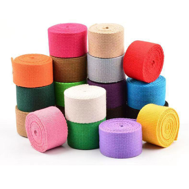 Solid Color Polyester-cotton Webbing Strap Multi-color Woven Canvas Webbing Tape for Garment Backpack Strap Bundling Belt