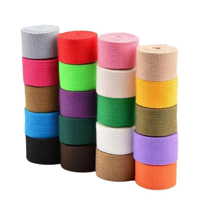 Solid Color Polyester-cotton Webbing Strap Multi-color Woven Canvas Webbing Tape for Garment Backpack Strap Bundling Belt