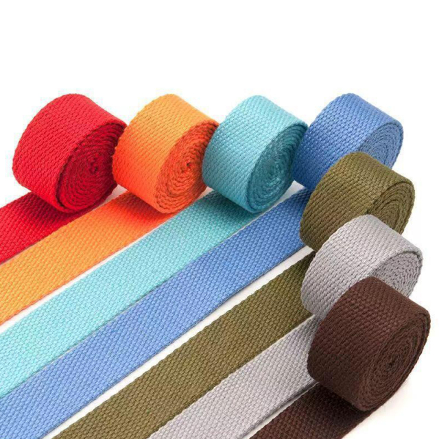 Custom Solid Woven Color Heavy Duty Polyester Cotton Webbing Belt for Bags and Shoes High Tenacity Feature