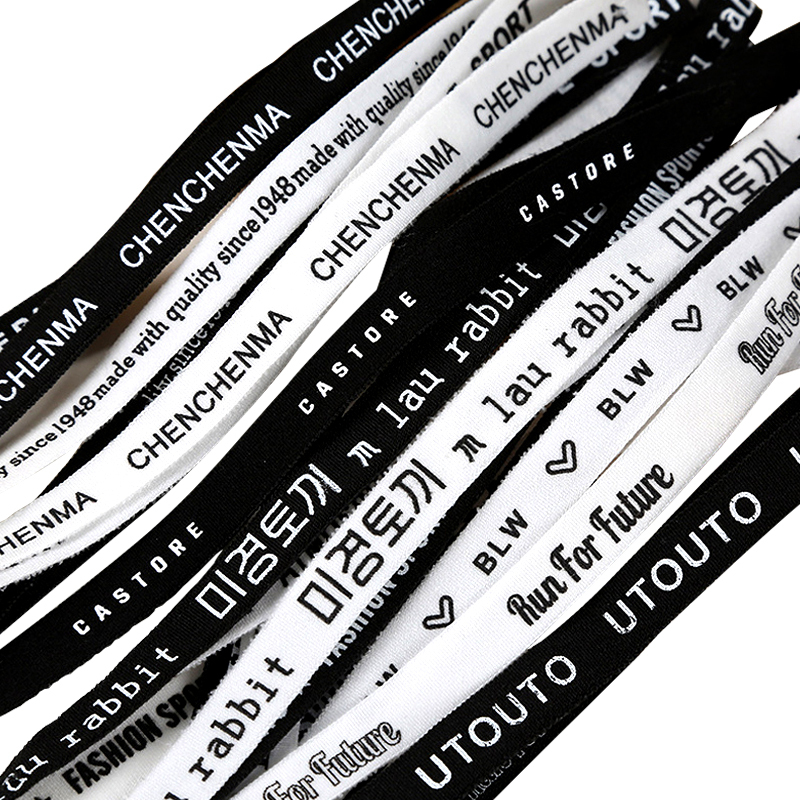 Custom Print Elastic Ribbon For Clothing Fashion Logo Printed Neck Tape Custom Polyester Nylon Webbing Strap Flat For T-Shirt