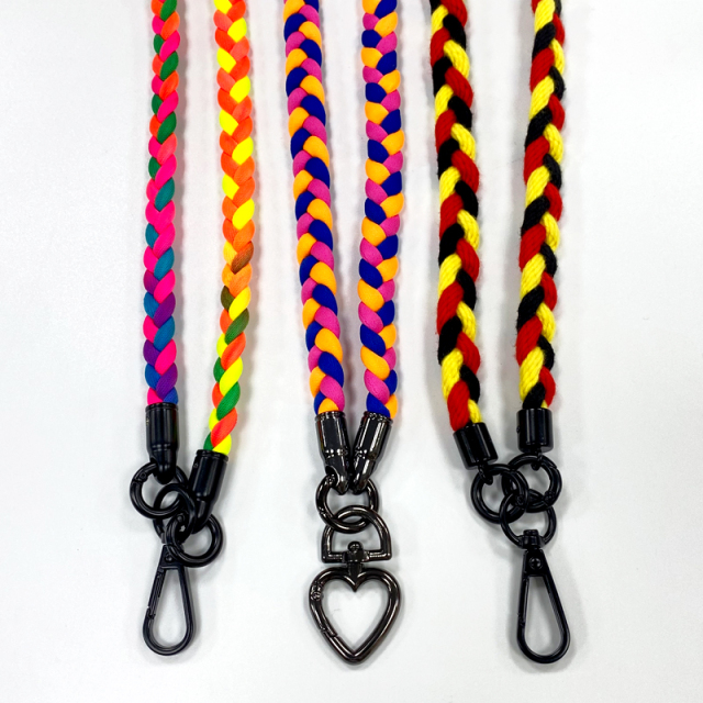 Factory custom double shoulder key chain Nylon/polyester woven lanyard phone strap Crossbody bag lanyard