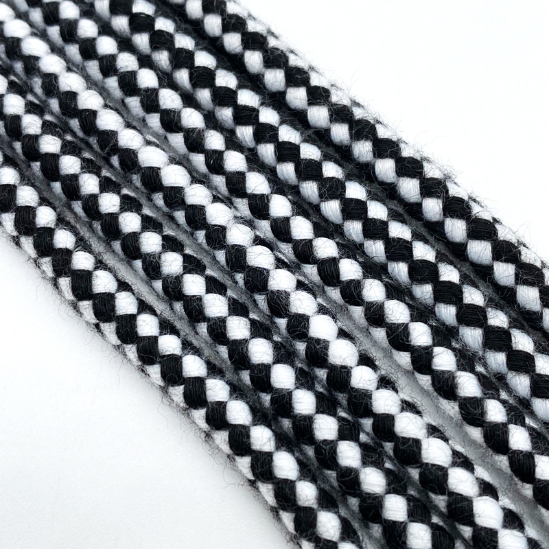 Factory custom 5mm black and white jacquard dip silicone dipped hoodie draw cord string round hoodie custom tips pull rope