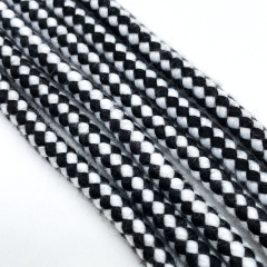 Factory custom 5mm black and white jacquard dip silicone dipped hoodie draw cord string round hoodie custom tips pull rope