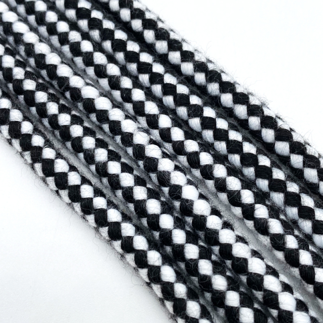 Factory custom 5mm black and white jacquard dip silicone dipped hoodie draw cord string round hoodie custom tips pull rope