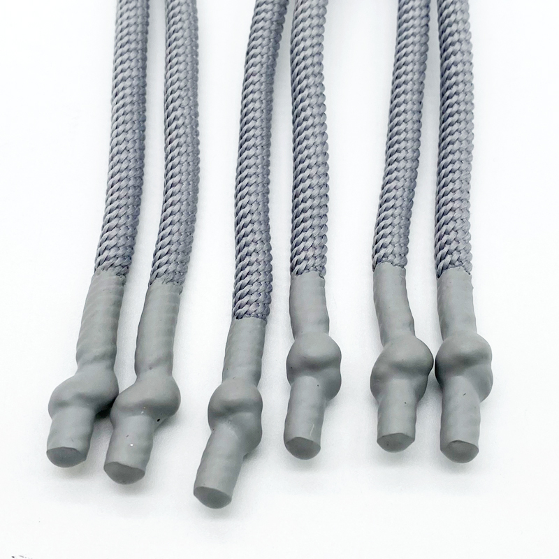 OEM Factory round Drawstring Cord Silicone Dipped Polyester Cotton Braided Hoodie with Tipped Finish String Style for Sweatpants