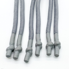 OEM Factory round Drawstring Cord Silicone Dipped Polyester Cotton Braided Hoodie with Tipped Finish String Style for Sweatpants
