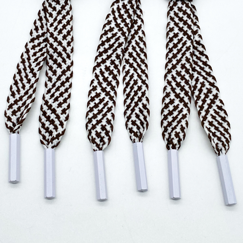 High quality custom fabric cotton rope twisted flat shape cotton drawstring clothing hat rope white diamond pointed rope