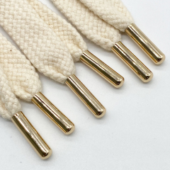 Custom garment accessories autumn and winter hoodie cords wholesale flat cotton rope draw cord drawstring cord with metal tips