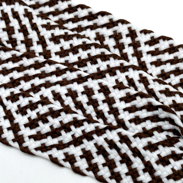 High quality custom fabric cotton rope twisted flat shape cotton drawstring clothing hat rope white diamond pointed rope