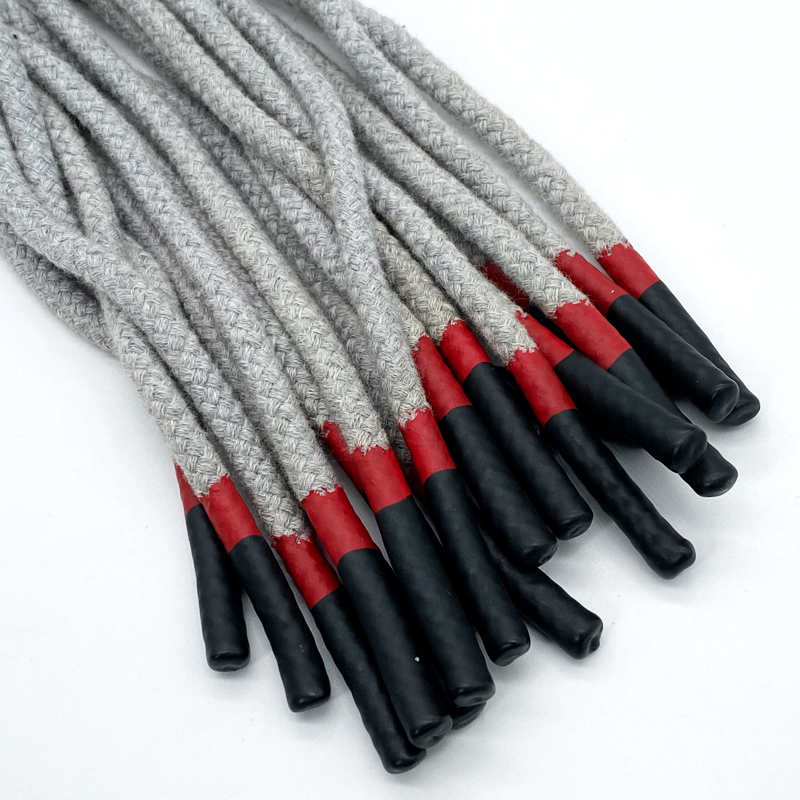 High quality cotton two-tone cord Round cord hoodie string custom drawstring with silicone tips drawcord