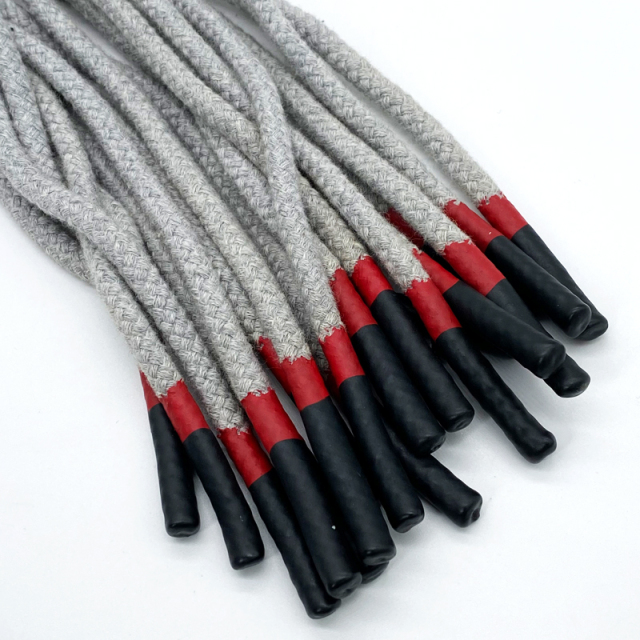 High quality cotton two-tone cord Round cord hoodie string custom drawstring with silicone tips drawcord