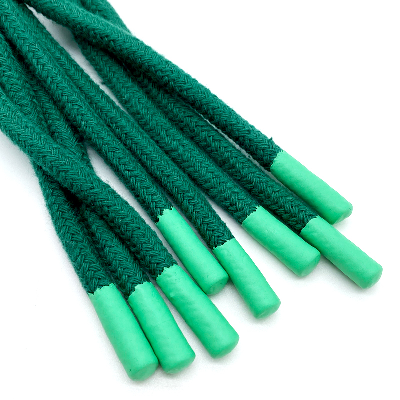 Custom Recyclable Cotton Drawstring Fashion Hoodie Summer Pants Silicone Dipped Drawcord Twisted Finish Coated Shoes Bags Use