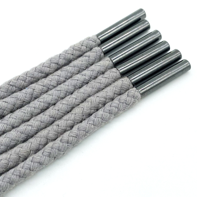 Custom macrame cotton cord Round cord autumn and winter hoodie string custom drawstring with metal tip drawcord for pants