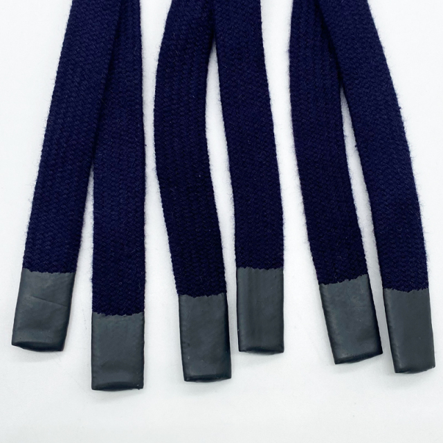 Custom design summer hoodie strings dipped drawcord flat drawstring cotton cord with silicone tips cord for sweatpants
