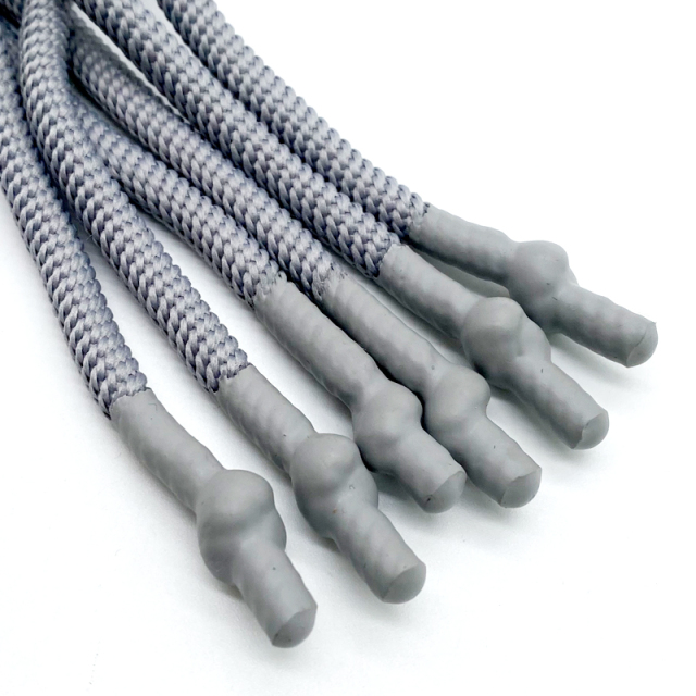 OEM Factory round Drawstring Cord Silicone Dipped Polyester Cotton Braided Hoodie with Tipped Finish String Style for Sweatpants