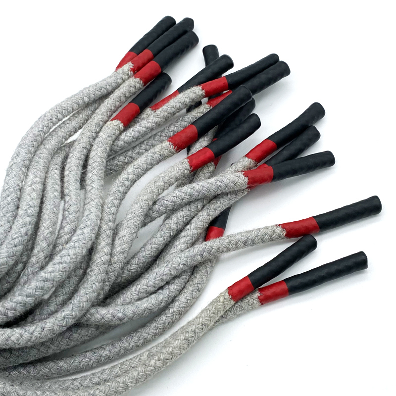 High quality cotton two-tone cord Round cord hoodie string custom drawstring with silicone tips drawcord