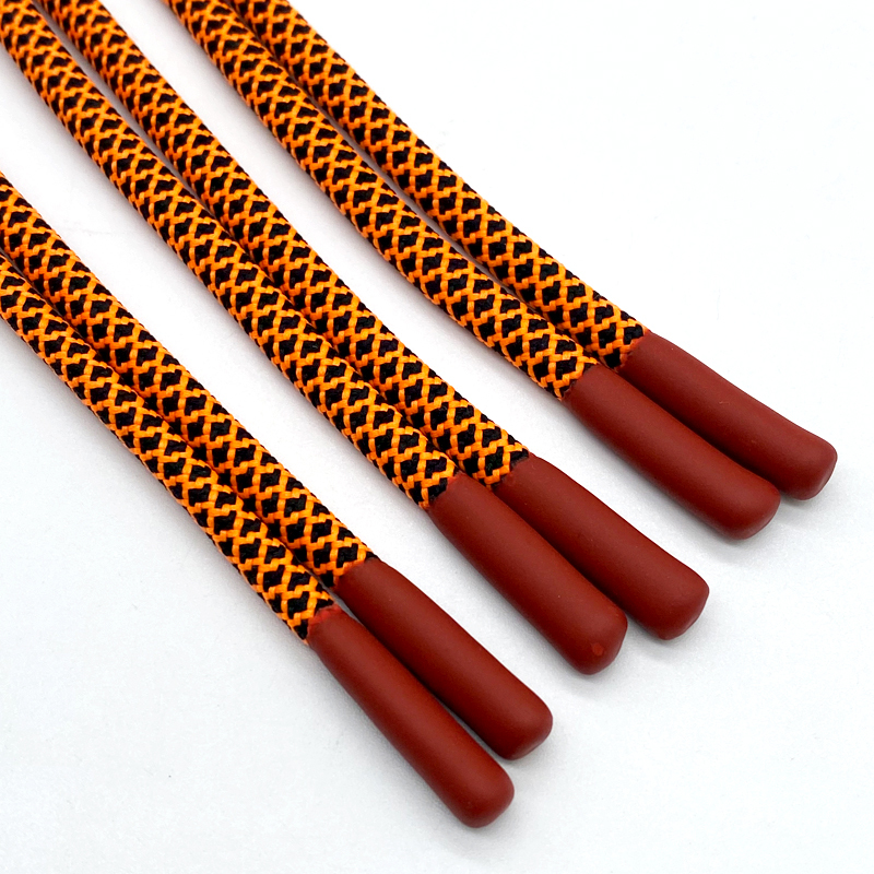 High quality sales hoodie cord round braided rope polyester two-tone round rope silicone dip end pull drawstring cords