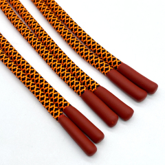 High quality sales hoodie cord round braided rope polyester two-tone round rope silicone dip end pull drawstring cords