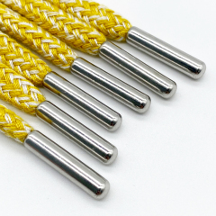 wholesale two-color drawstring braided cotton rope clothing accessories Custom logo Metal autumn and winter hoodie rope for pant