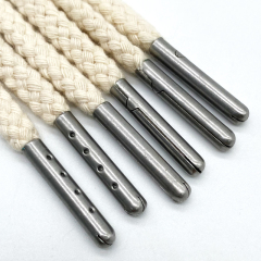 Customize High quality draw cord string 100% cotton drawcord for hoodie rope Metal tips shoelaces rope