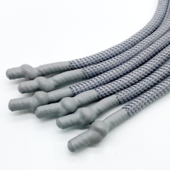OEM Factory round Drawstring Cord Silicone Dipped Polyester Cotton Braided Hoodie with Tipped Finish String Style for Sweatpants