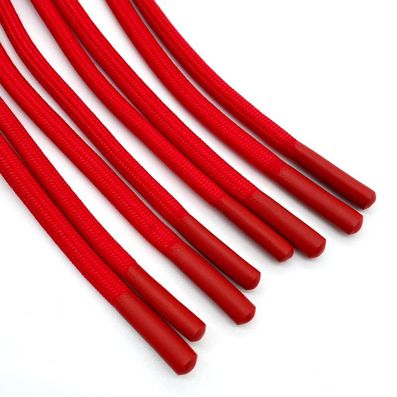 Wholesale Recyclable Fashion Hoodie Sweatpants with Drawstring Cord Flat round Silicone Tip Rope Woven Finish for Shoes Bags