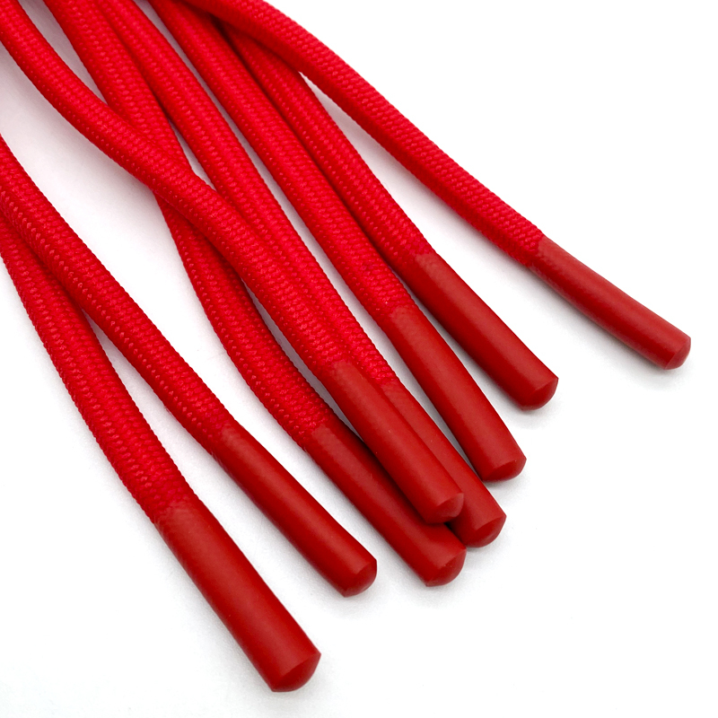 Wholesale Recyclable Fashion Hoodie Sweatpants with Drawstring Cord Flat round Silicone Tip Rope Woven Finish for Shoes Bags