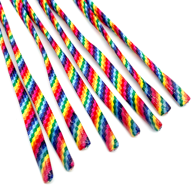 Factory custom Flat Polyester Rainbow Drawstring Cords Solid Hoodies Pants Clear Silicone Tip Coated Waist Sustainable Garments