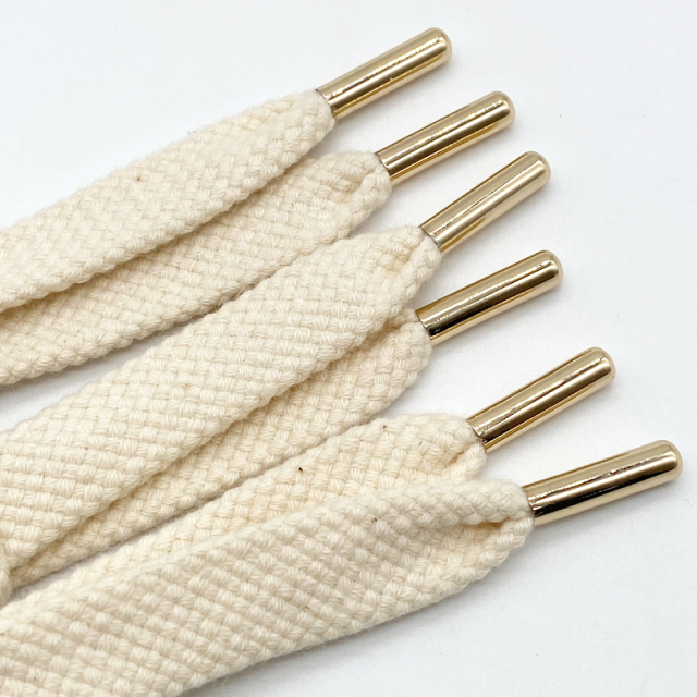 Custom garment accessories autumn and winter hoodie cords wholesale flat cotton rope draw cord drawstring cord with metal tips