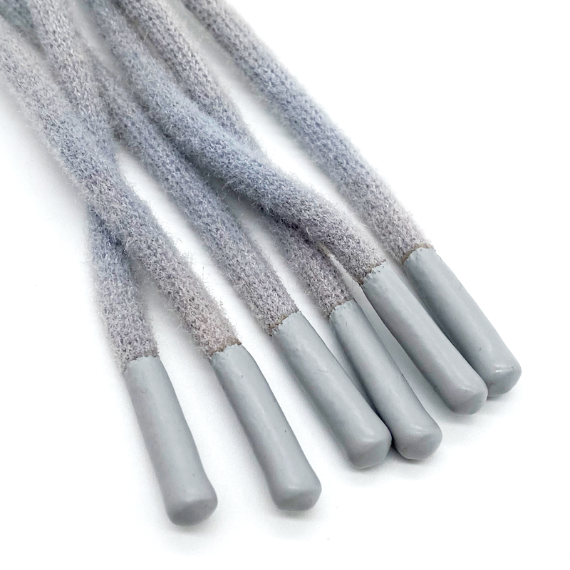 Wholesale hoodie cord with coated silicone dipping drawcord end dot cotton string drawstring for sweatpants