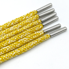 wholesale two-color drawstring braided cotton rope clothing accessories Custom logo Metal autumn and winter hoodie rope for pant
