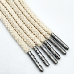 Customize High quality draw cord string 100% cotton drawcord for hoodie rope Metal tips shoelaces rope