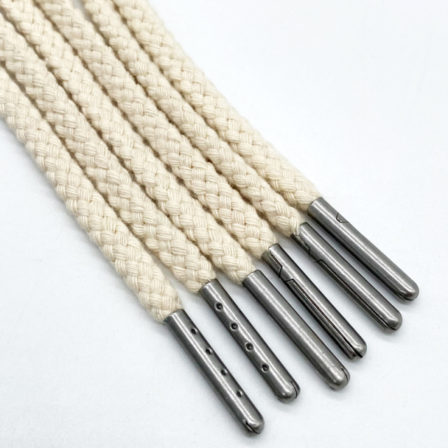 Customize High quality draw cord string 100% cotton drawcord for hoodie rope Metal tips shoelaces rope