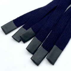 Custom design summer hoodie strings dipped drawcord flat drawstring cotton cord with silicone tips cord for sweatpants