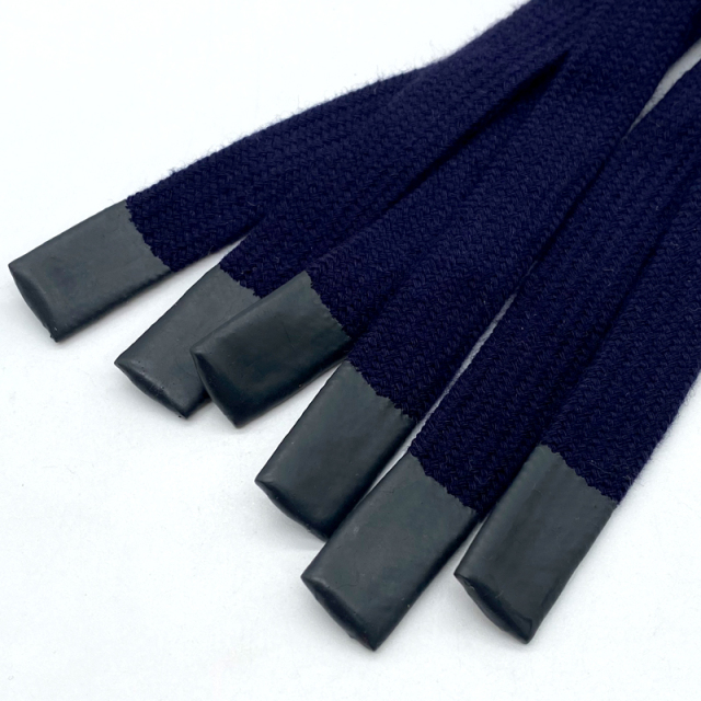 Custom design summer hoodie strings dipped drawcord flat drawstring cotton cord with silicone tips cord for sweatpants