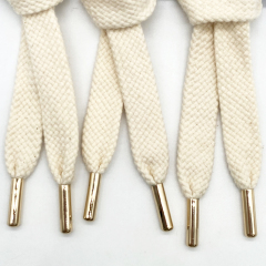 Custom garment accessories autumn and winter hoodie cords wholesale flat cotton rope draw cord drawstring cord with metal tips