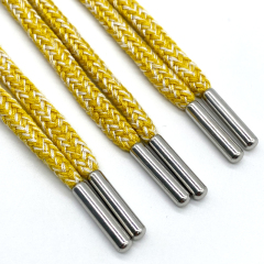 wholesale two-color drawstring braided cotton rope clothing accessories Custom logo Metal autumn and winter hoodie rope for pant