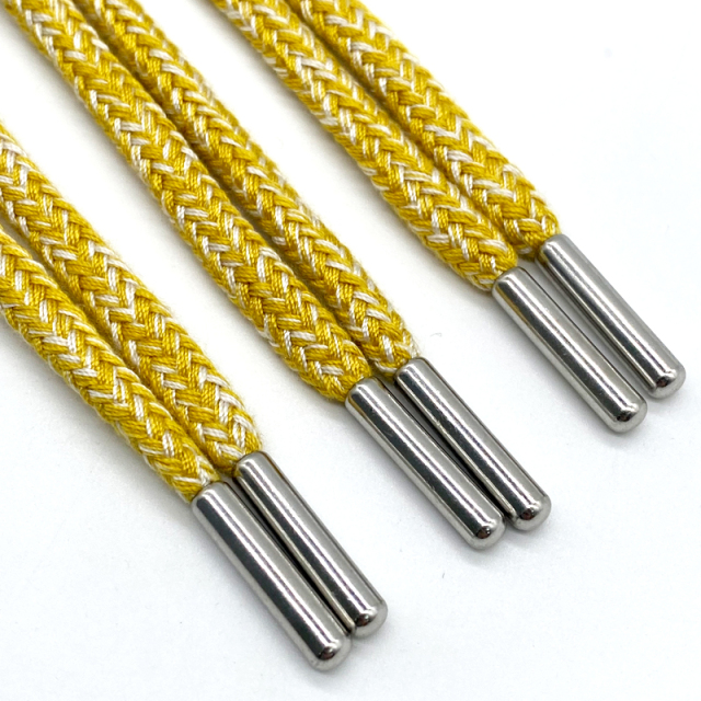 wholesale two-color drawstring braided cotton rope clothing accessories Custom logo Metal autumn and winter hoodie rope for pant