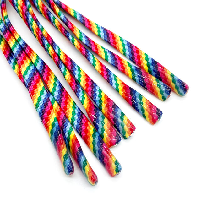 Factory custom Flat Polyester Rainbow Drawstring Cords Solid Hoodies Pants Clear Silicone Tip Coated Waist Sustainable Garments