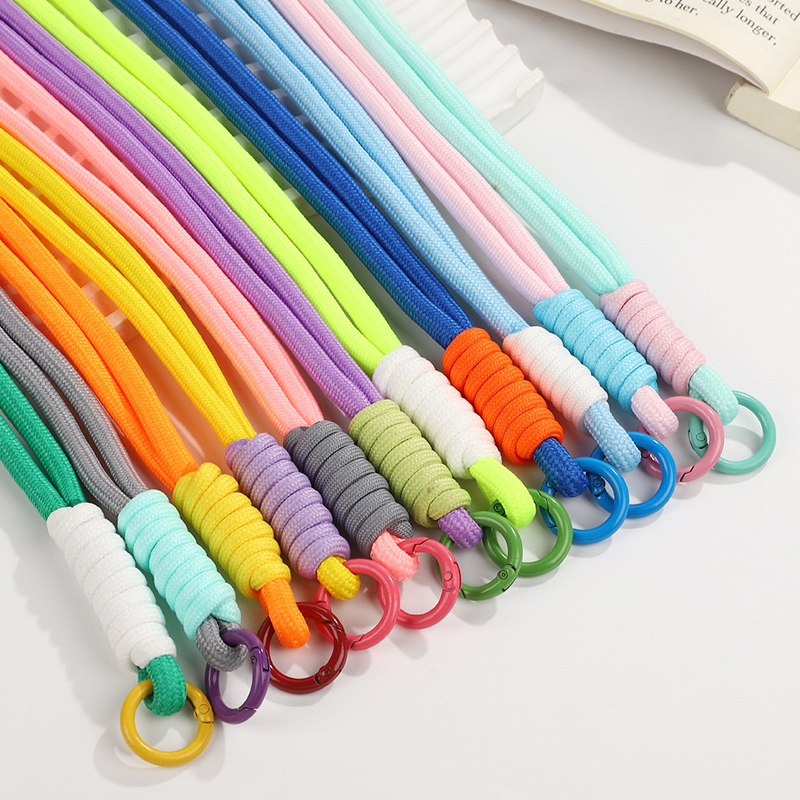 Customized color logo luxury universal adjustable mobile phone accessories cases with straps wrist chain lanyard for girls